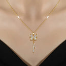 GARGANTILHA BORBOLETA CRAVEJADA BANHADA EM OURO 18K