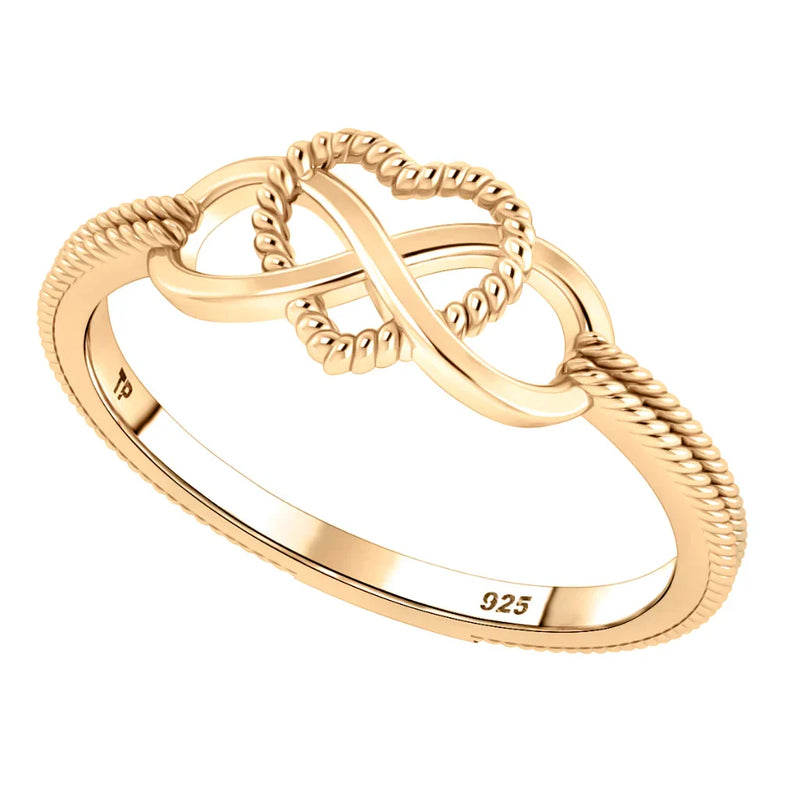 Anel Infinito Amor Prata 925 Banhado a Ouro 18k