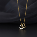 Colar Feminino Duplo Coração Banhado a Ouro ou Prata