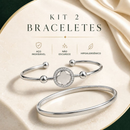 Kit 2 Braceletes Femininos em Aço Inoxidável Antialérgico