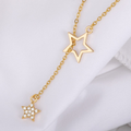 Colar Feminino Estrela Dupla com Strass Banhado