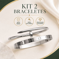 Kit 2 Braceletes Femininos em Aço Inoxidável Antialérgico